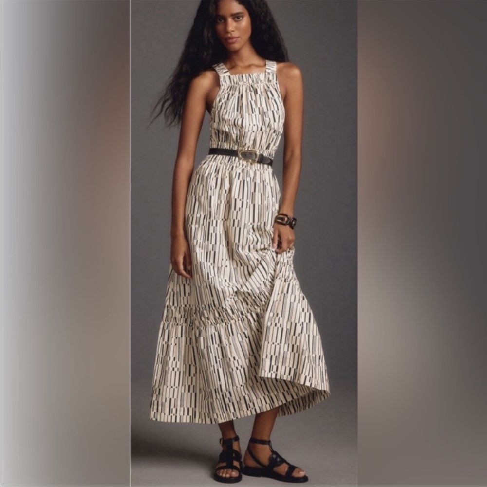 Anthropologie Somerset sleeveless Maxi Dress in Black and Cream SP